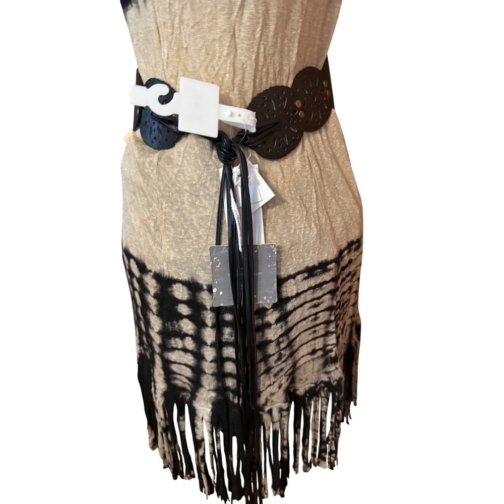 Haute Hippie Black Cutout Medallion Wrap Boho Belt Tassel Tie NWT - Picture 2 of 7